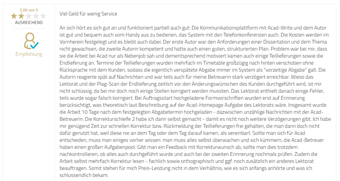 Acad Write Negative Erfahrungen - 1