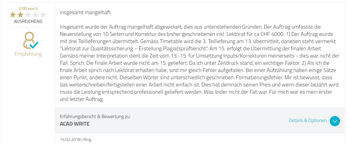 Acad Write Negative Erfahrungen - 3
