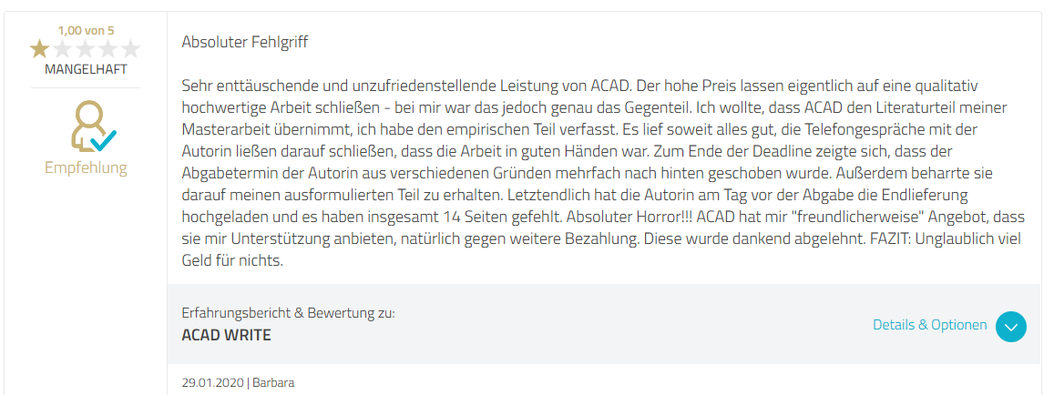 Acad Write Negative Erfahrungen - 4