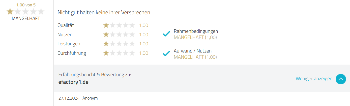 Efactory1 Negative Erfahrungen - 4