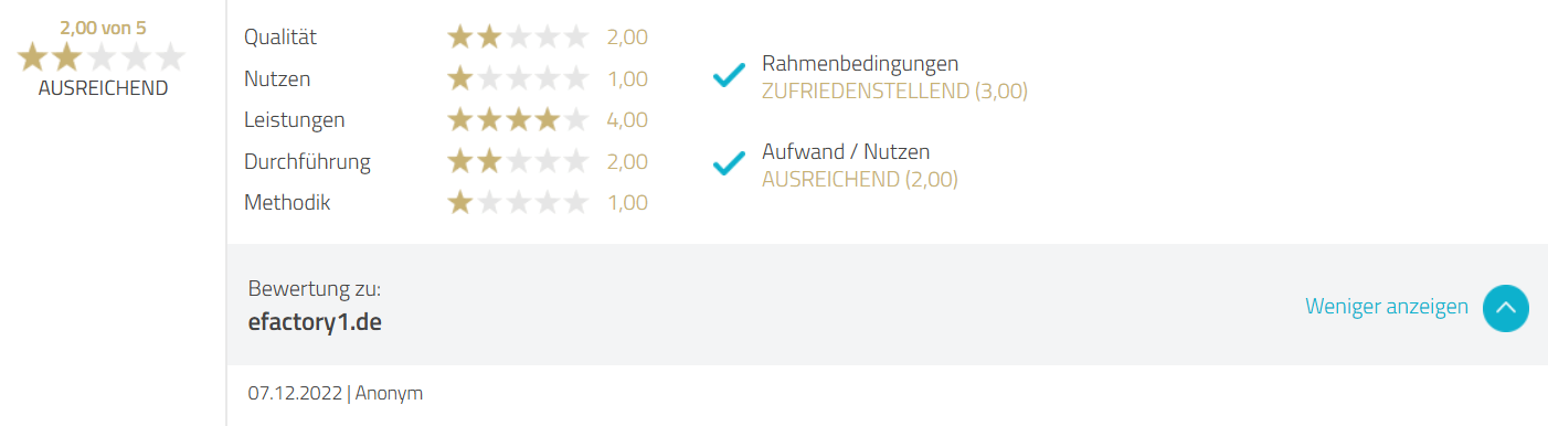 Efactory1 Negative Erfahrungen - 1